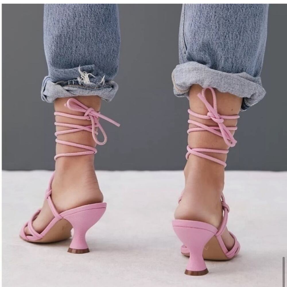 Anthropologie pink strappy sandal heels - Picture 6 of 15